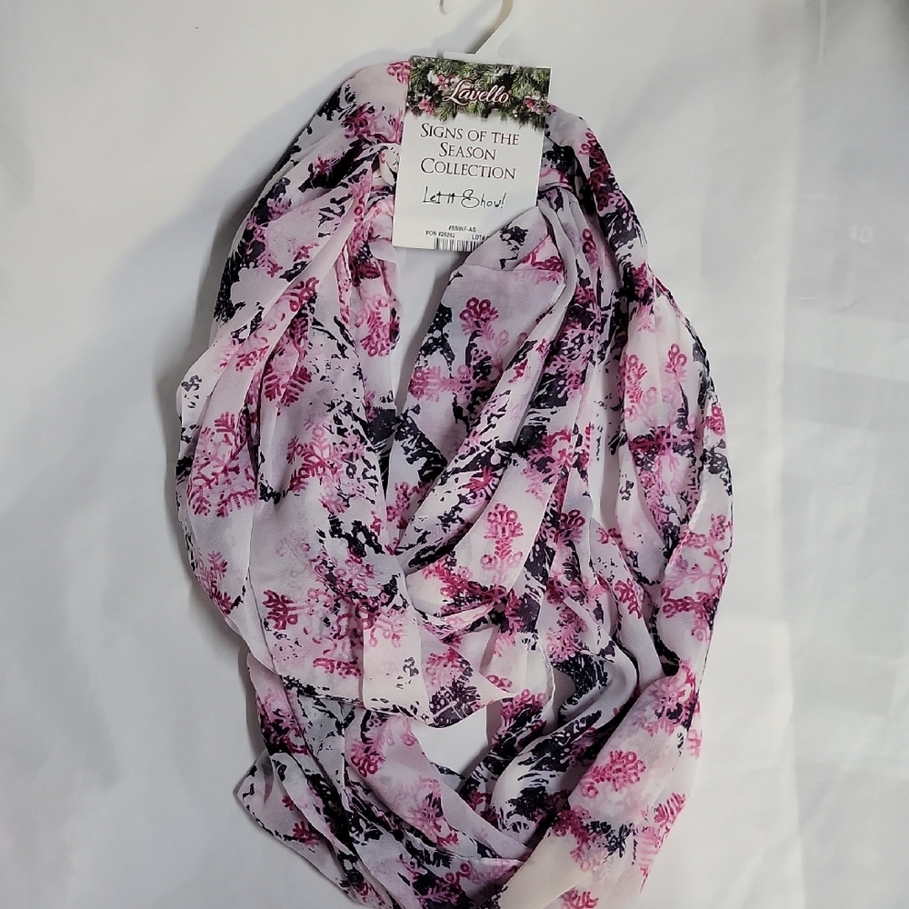 NWT Black and Pink Floral Infinity  Scarf